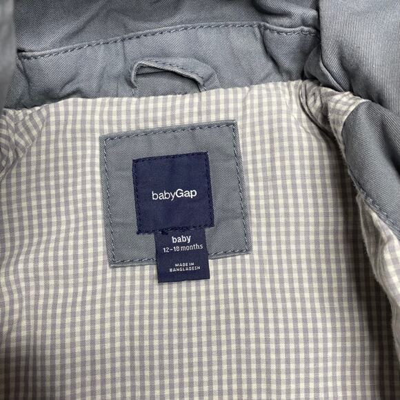 babyGap Hooded Trench Coat in a Grey Blue - Picture 5 of 8
